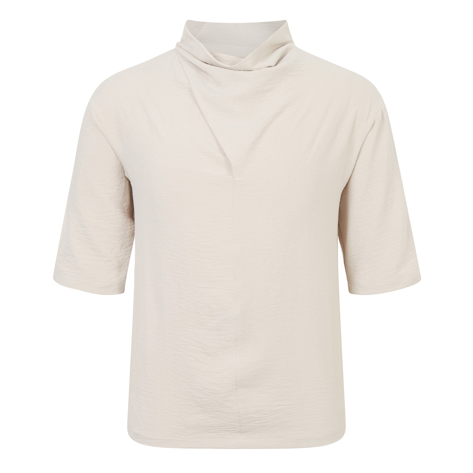 thumbnail image 1 of Camisa de manga corta irregular de seda helada para hombre - Diseño de pelo oscuro, mezcla de algodón, 1 of 8